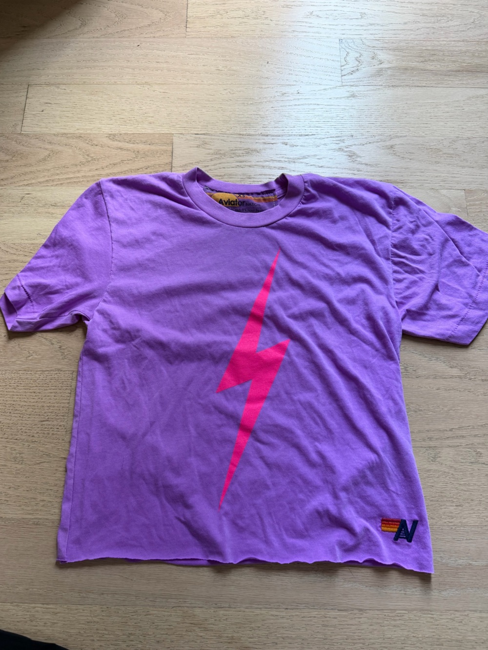 Aviator Nation Purple Tee with Hot Pink Lightning